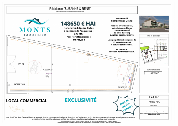 Vente Immobilier Professionnel Local commercial Notre-Dame-de-Monts 85690
